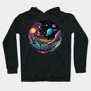 Surrealist space artwork with planets Hoodie